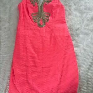 Lilly Pulitzer Coral Pink Dress with Gold Trim